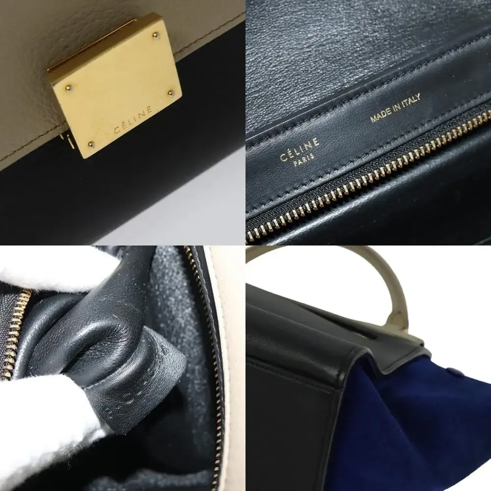 Celine Leather Trapeze Handbag Beige